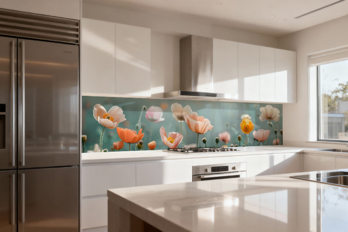 Küchenrückwand Pastell Mohnblumen