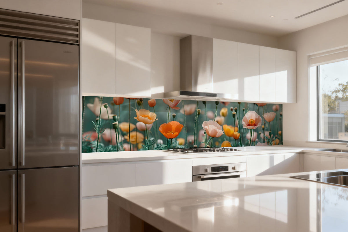 Küchenrückwand Mohnblumen Pastell