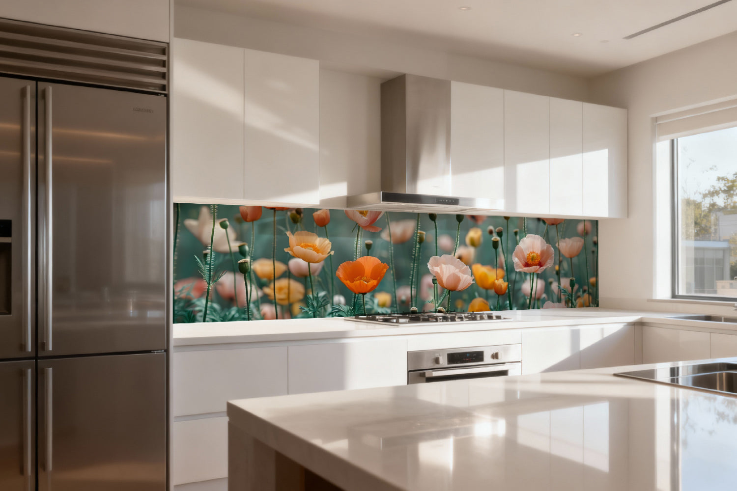 Küchenrückwand Mohnblumen Pastell