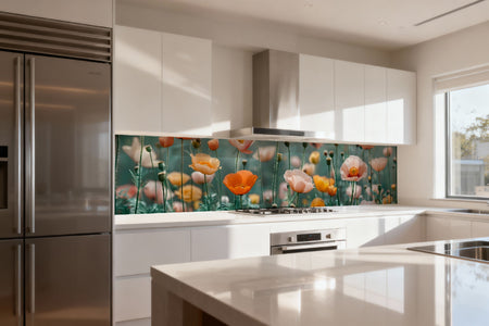 Küchenrückwand Mohnblumen Pastell