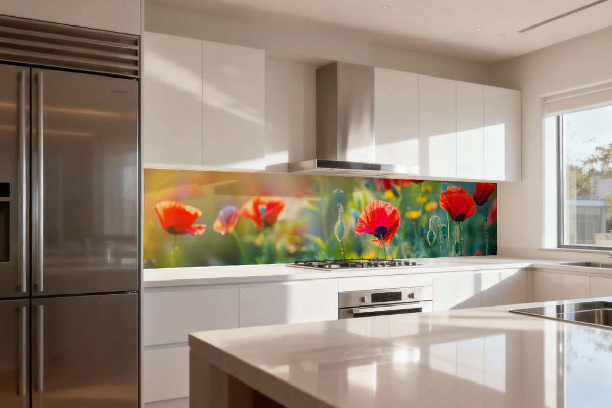 Küchenrückwand Mohnblumen im Sonnenlicht