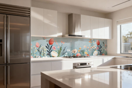 Küchenrückwand Blumen Aquarell