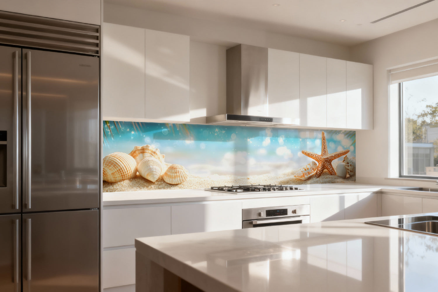 Küchenrückwand Strand mit Muscheln