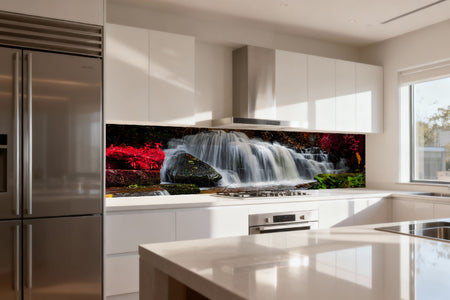 Küchenrückwand Wasserfall im Herbstwald