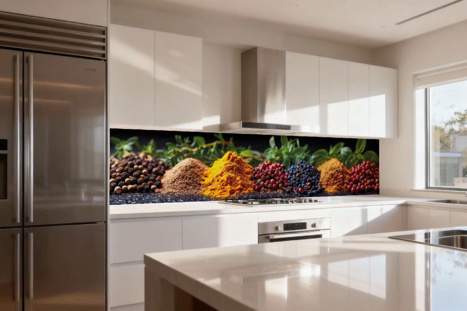 Küchenrückwand Bunte Gewürze und Kräuter