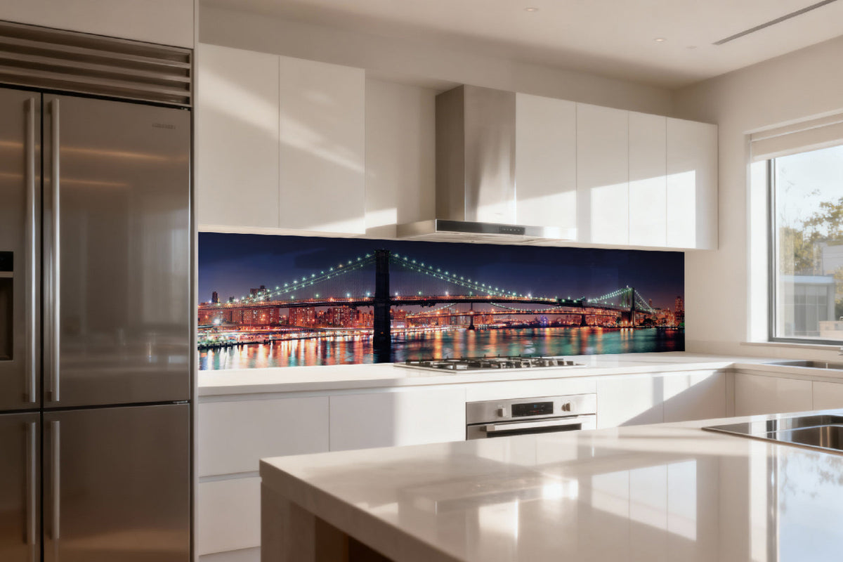 Küchenrückwand Brücke bei Nacht