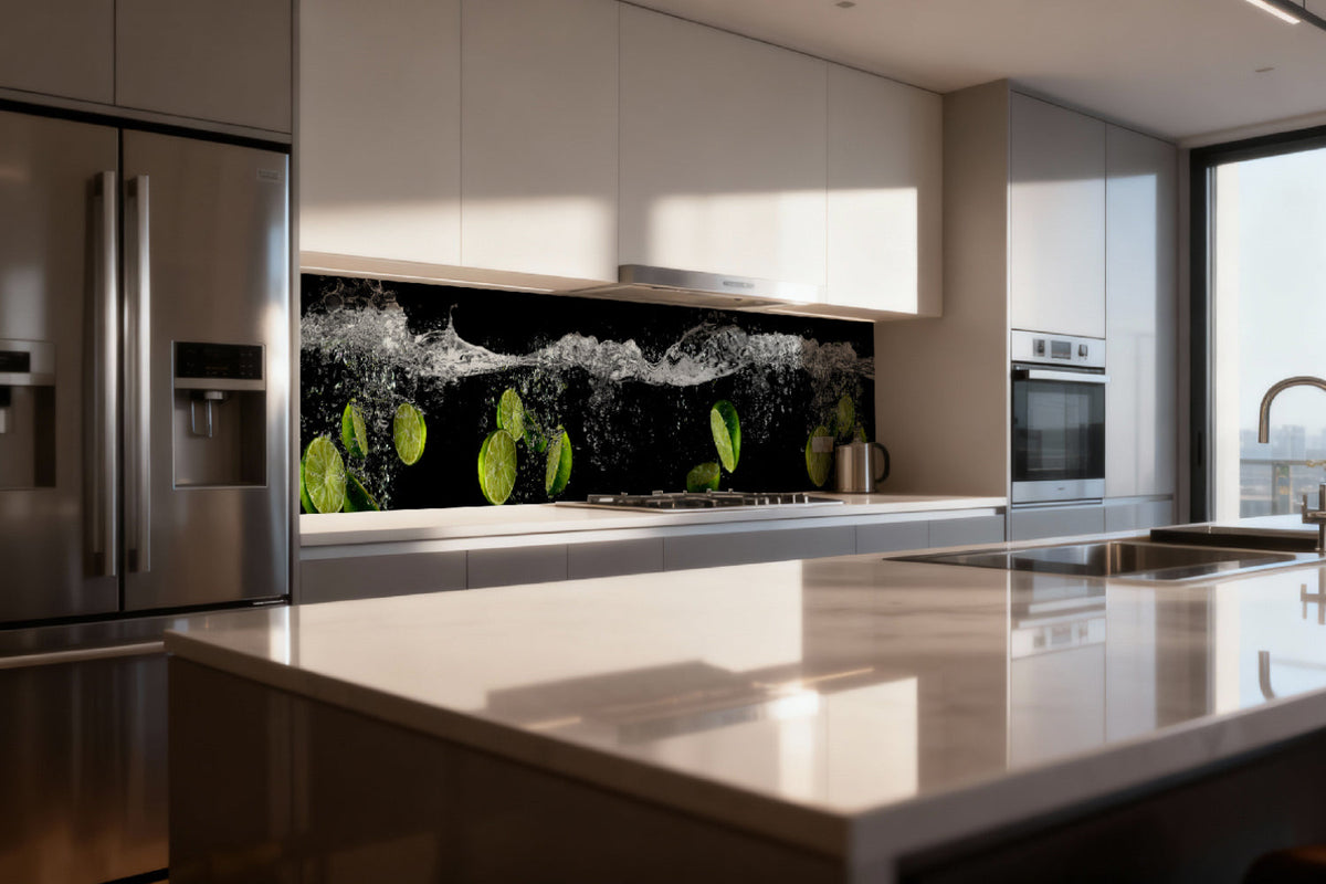 Küchenrückwand Limetten im Wasser