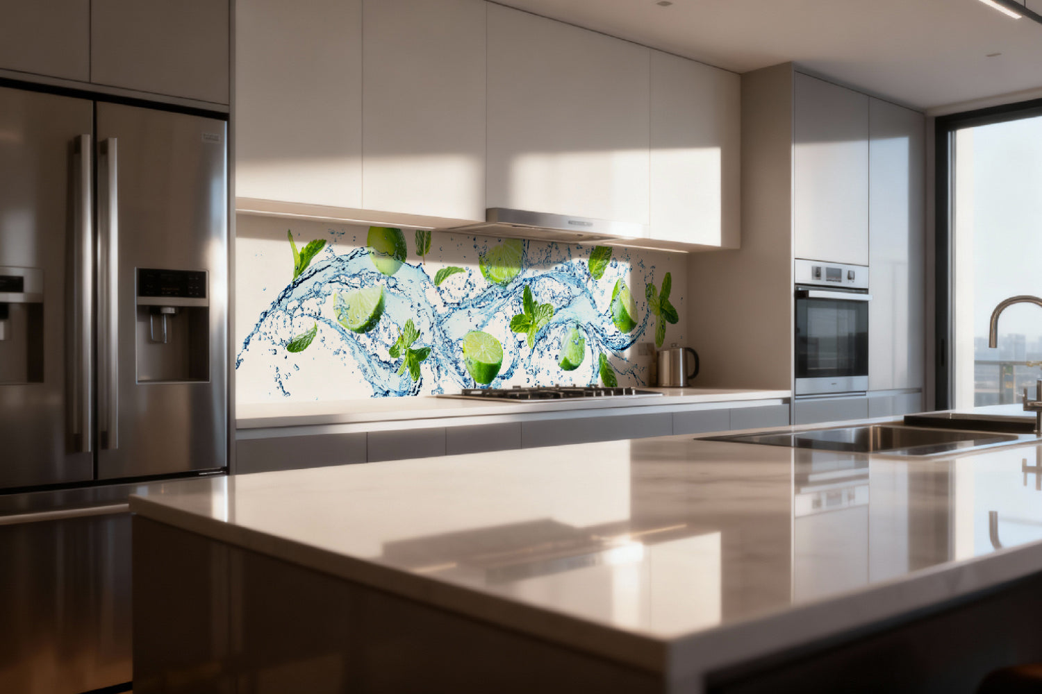 Küchenrückwand Wasser & Limetten
