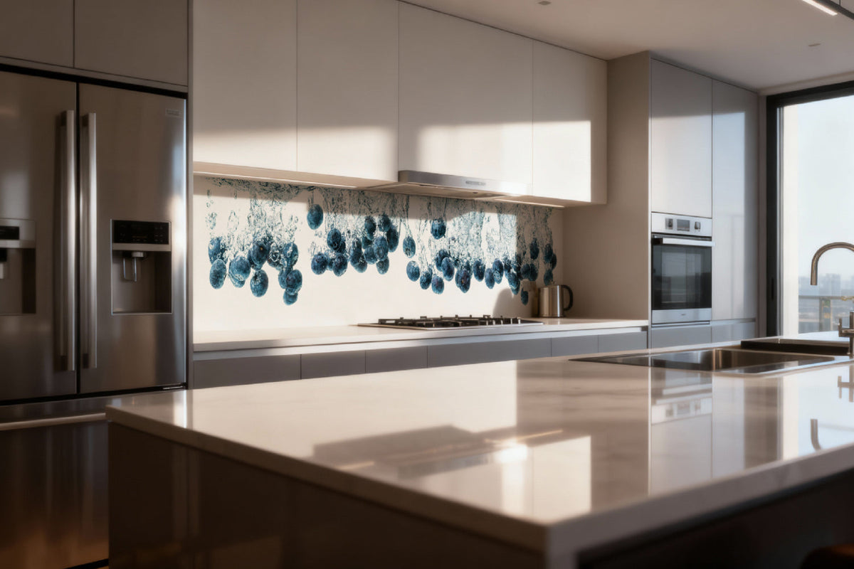 Küchenrückwand Blaubeeren im Wasser