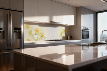 Küchenrückwand Weiße Orchideen