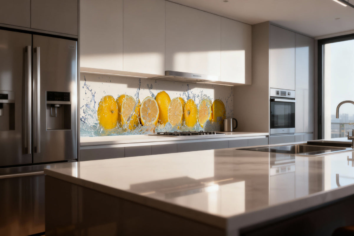 Küchenrückwand Zitronen Splash