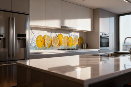 Küchenrückwand Zitronen Splash
