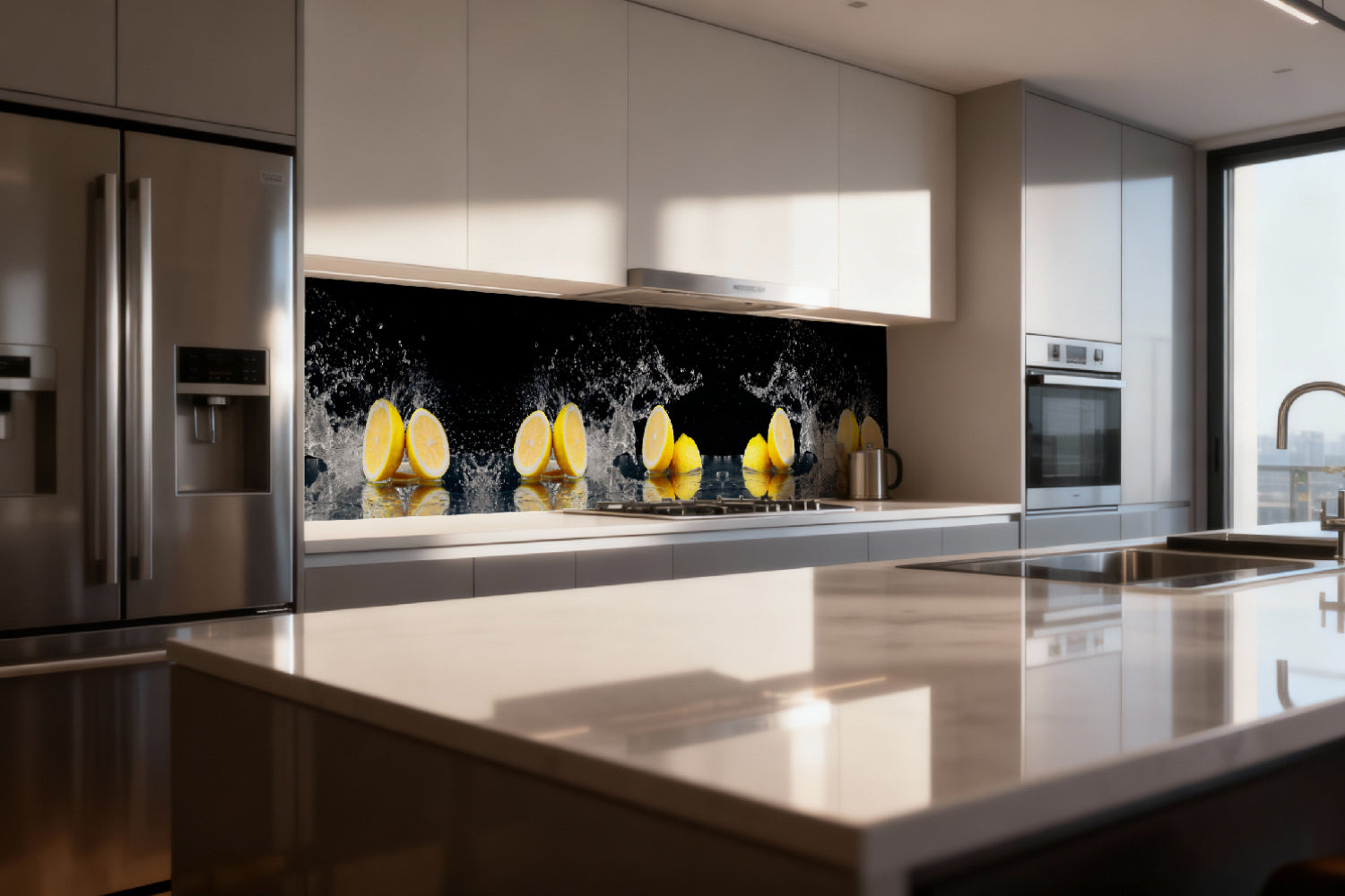Küchenrückwand Zitronen Splash Schwarz