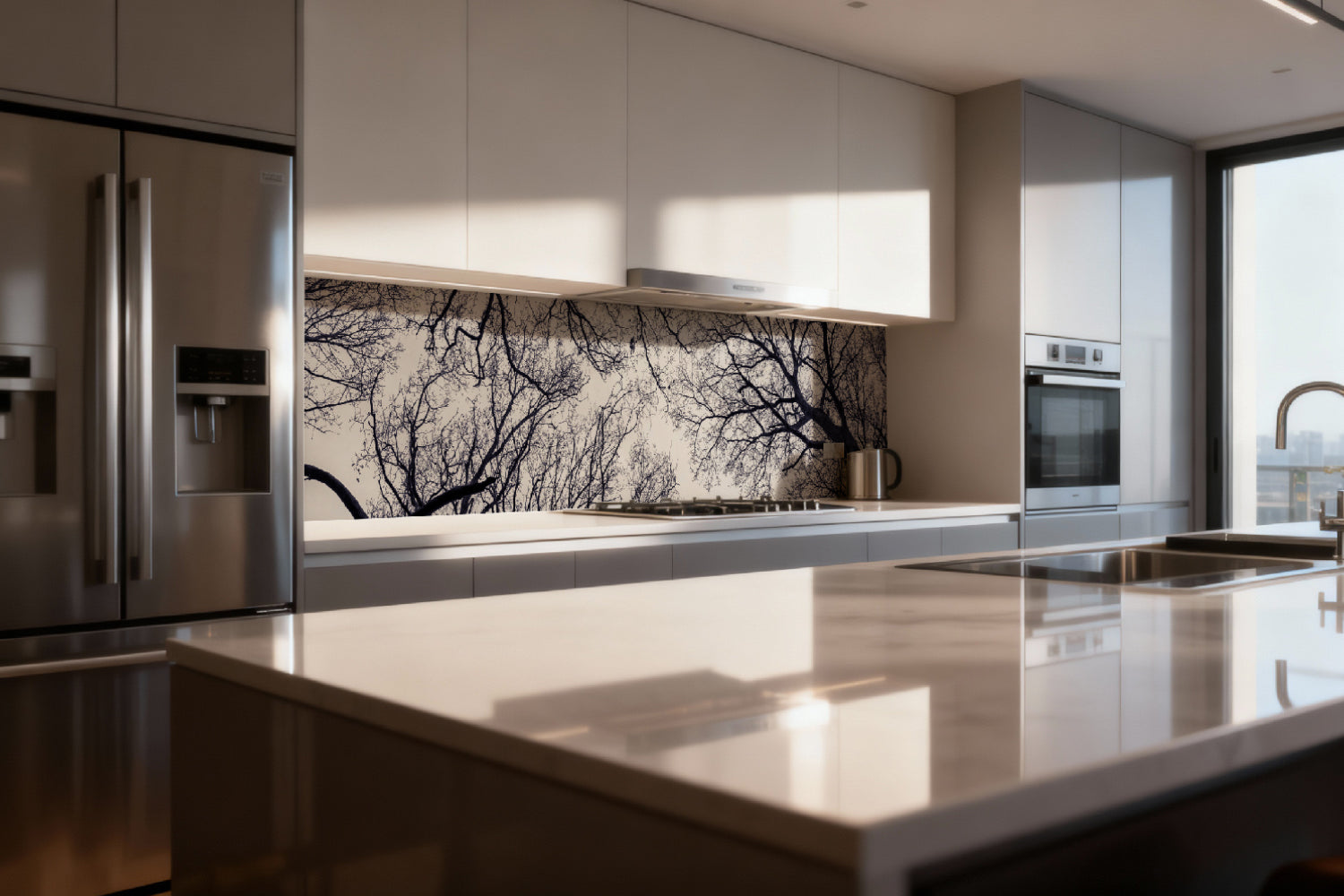 Küchenrückwand Äste Silhouette