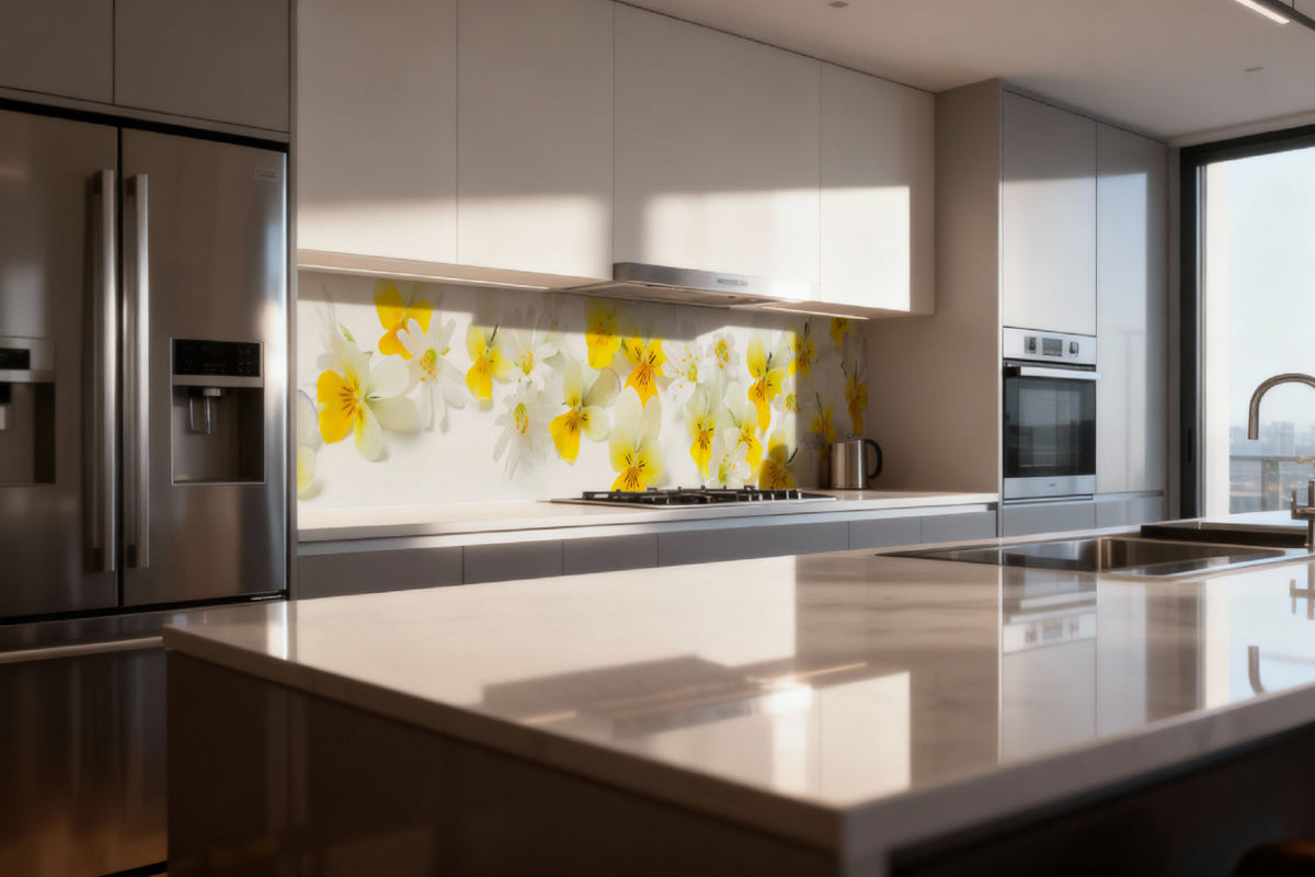 Küchenrückwand Gelbe Frühlingsblüten