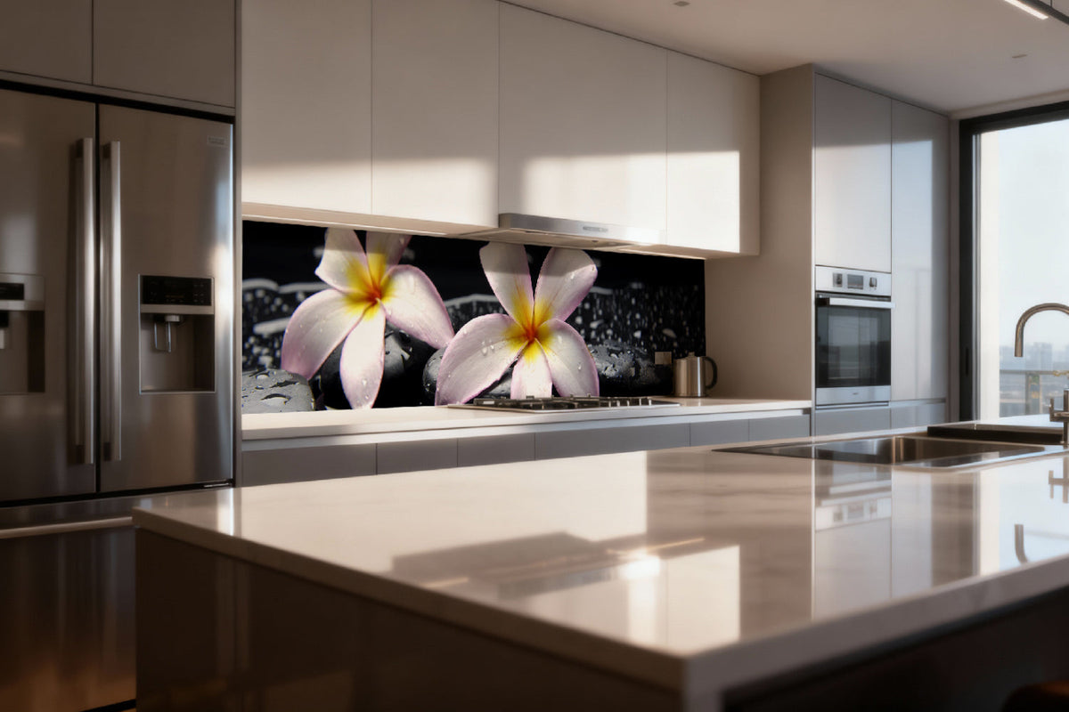 Küchenrückwand Spa Blüten Schwarz