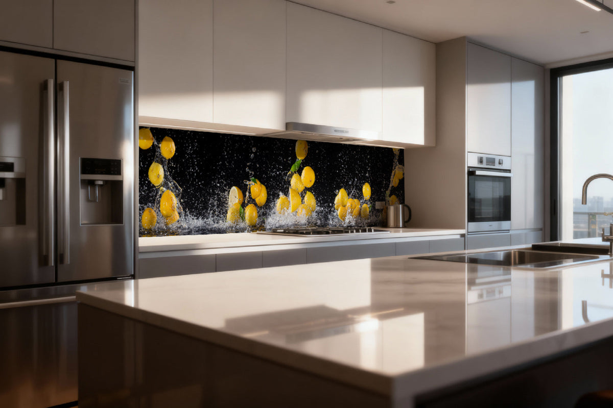 Küchenrückwand Zitronen Splash