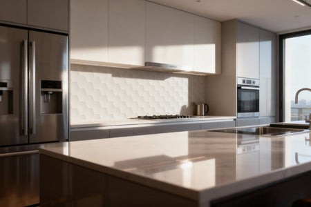 Küchenrückwand Weiße Hexagon Fliesen