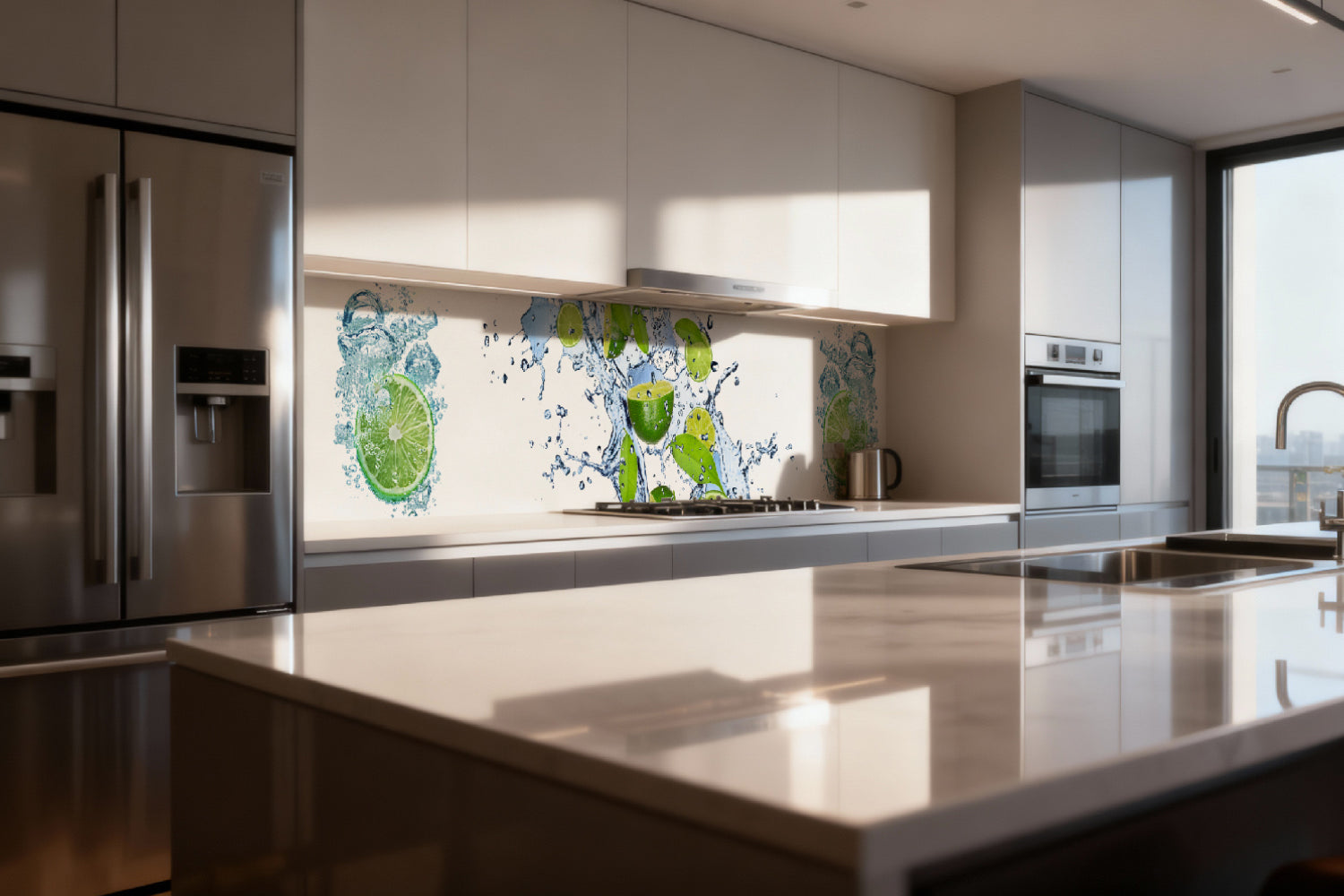 Küchenrückwand Limette und Wassertropfen