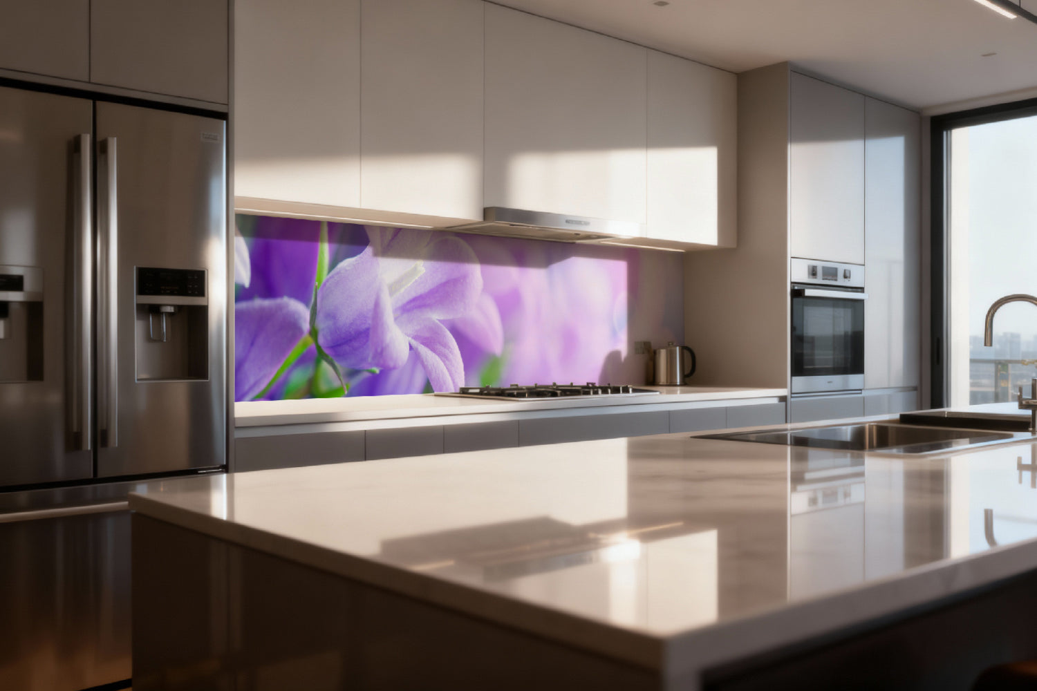 Küchenrückwand Frühlingsblüten Lila