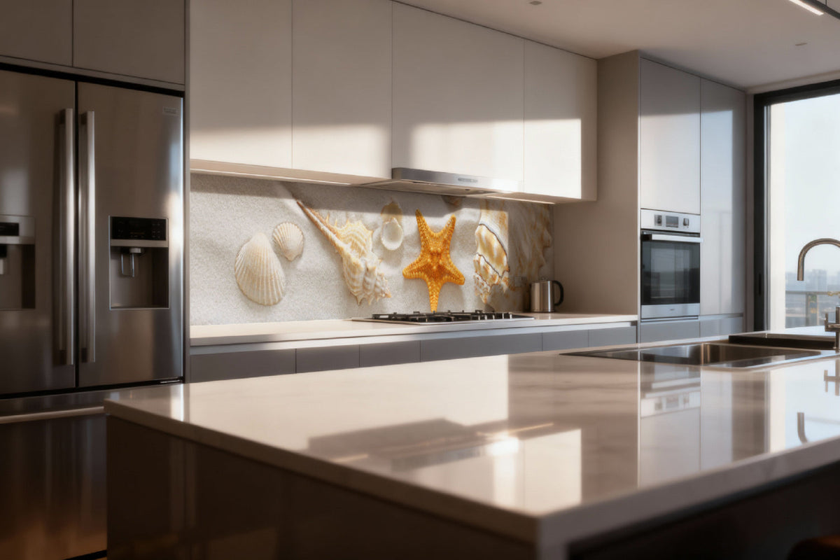 Küchenrückwand Muscheln im Sand