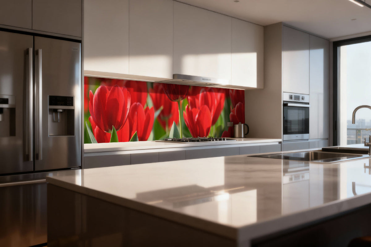 Küchenrückwand Rote Tulpen