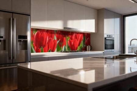 Küchenrückwand Rote Tulpen