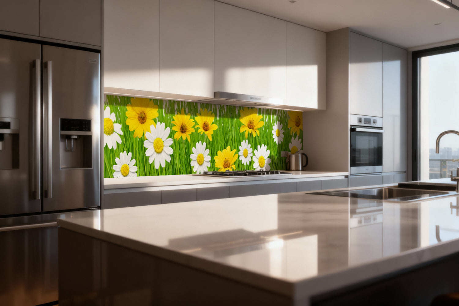 Küchenrückwand mit Blumenmotiv