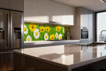 Küchenrückwand mit Blumenmotiv