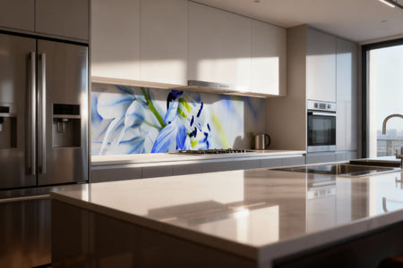 Küchenrückwand mit Blütenmotiv