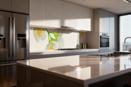 Küchenrückwand Weiße Blüten