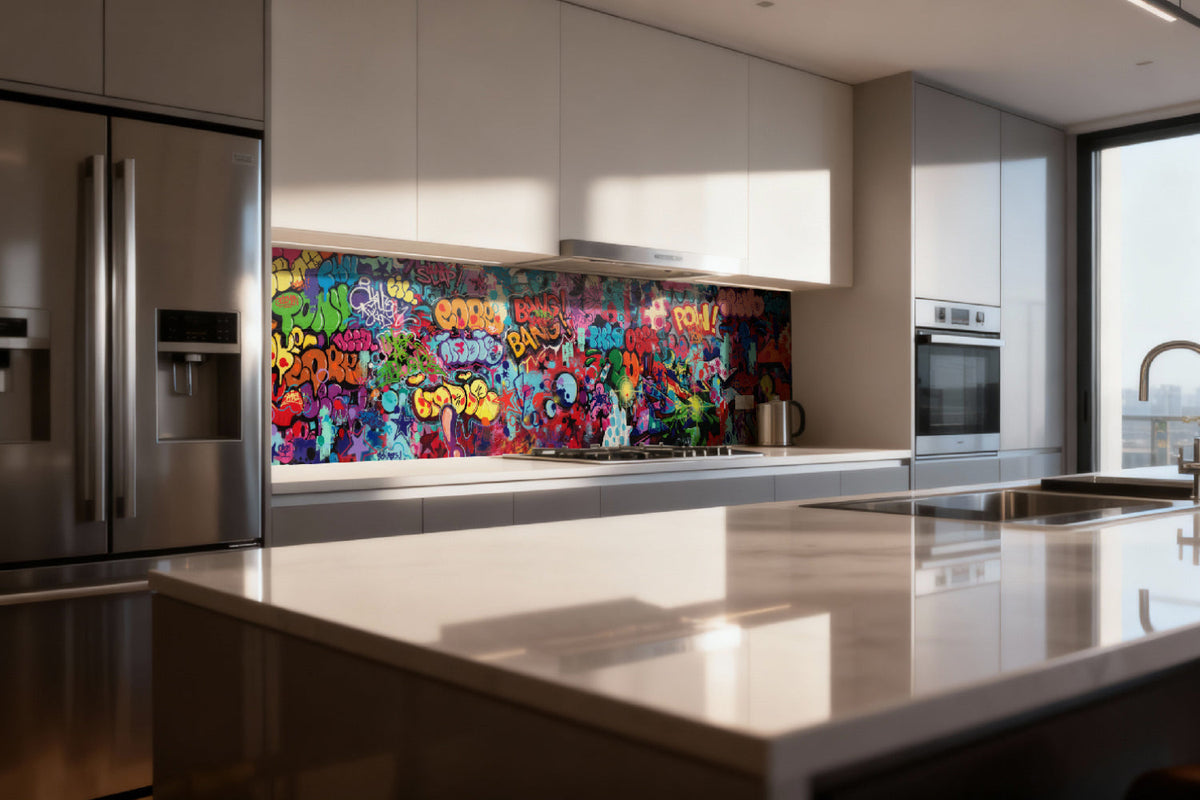 Küchenrückwand mit Graffiti
