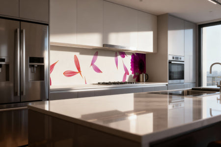 Küchenrückwand mit Blüten