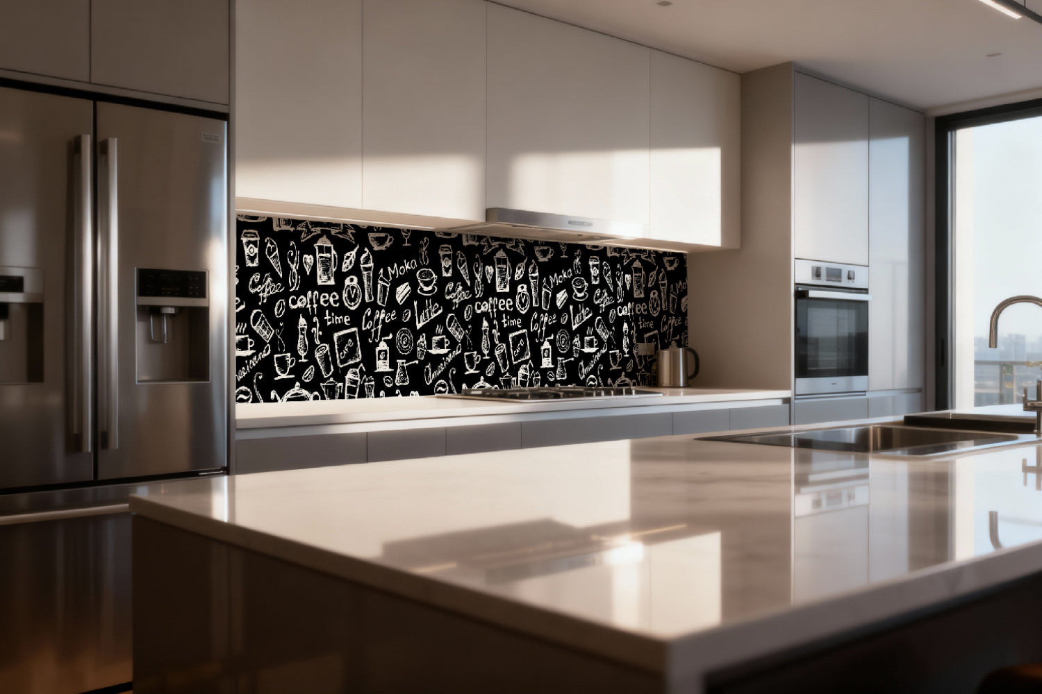 Küchenrückwand Kaffee-Design Schwarz