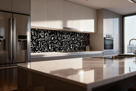 Küchenrückwand Kaffee-Design Schwarz