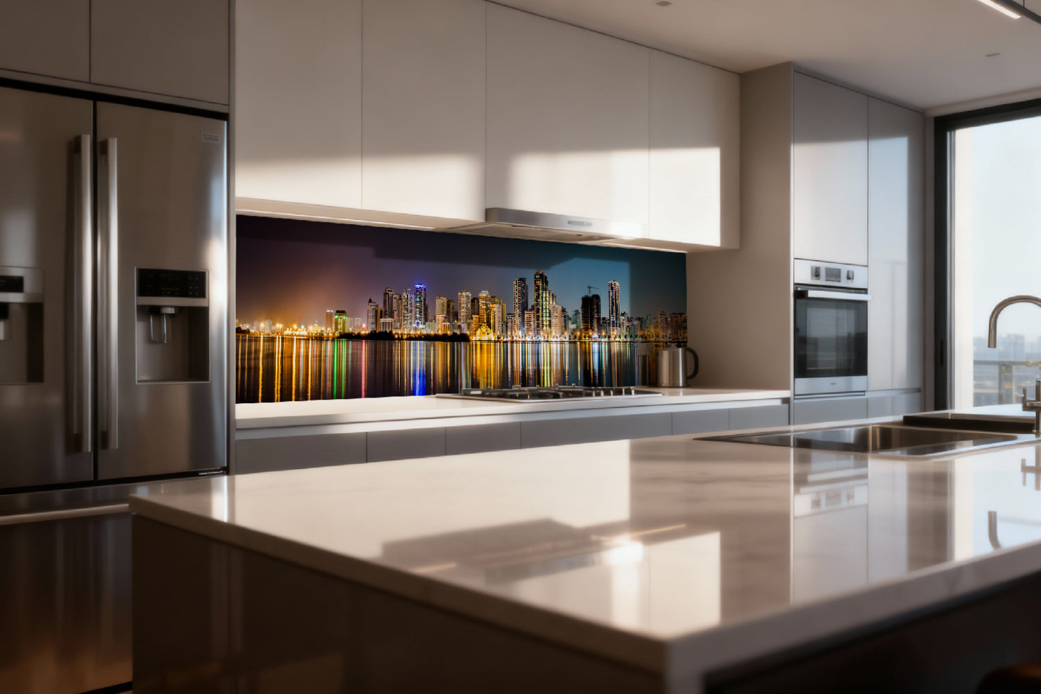 Küchenrückwand Skyline mit Lichtern