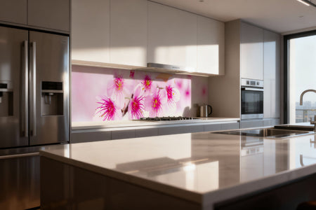 Küchenrückwand mit Kirschblüten