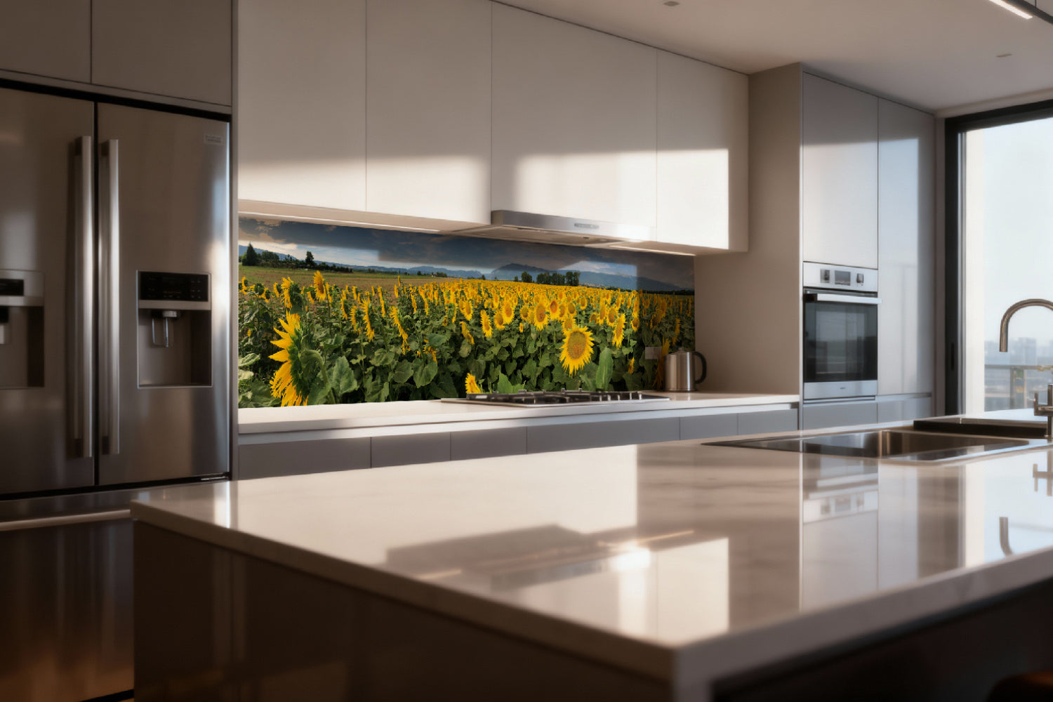 Küchenrückwand Sonnenblumenfeld Panorama