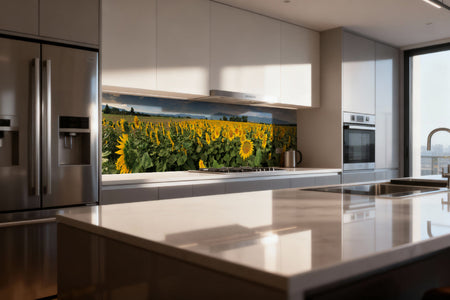 Küchenrückwand Sonnenblumenfeld Panorama