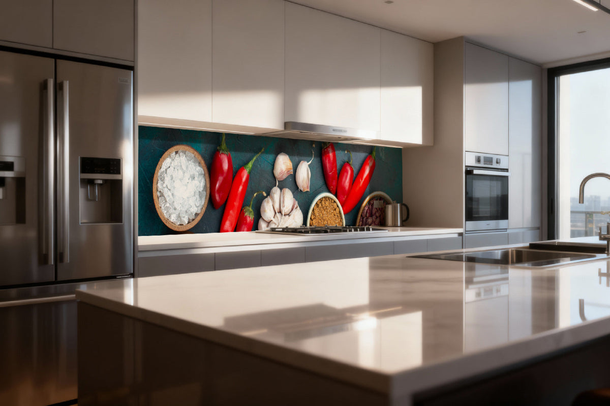 Küchenrückwand Chili & Knoblauch
