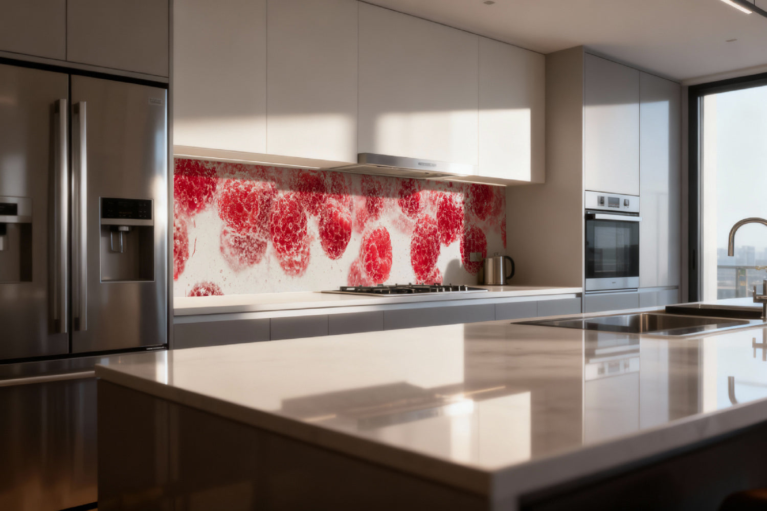 Küchenrückwand Himbeeren Sprudel