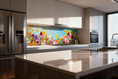 Küchenrückwand Blumenwiese bunt