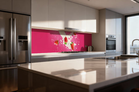 Küchenrückwand Erdbeeren & Milch