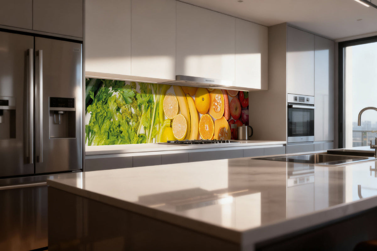 Küchenrückwand Obst Gemüse Farbmix