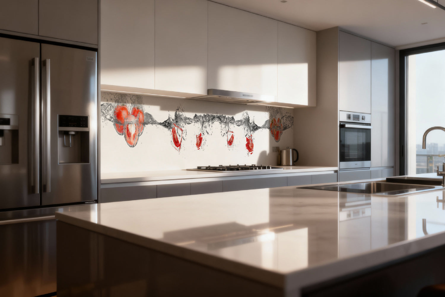 Küchenrückwand Tomaten im Wasserstrahl