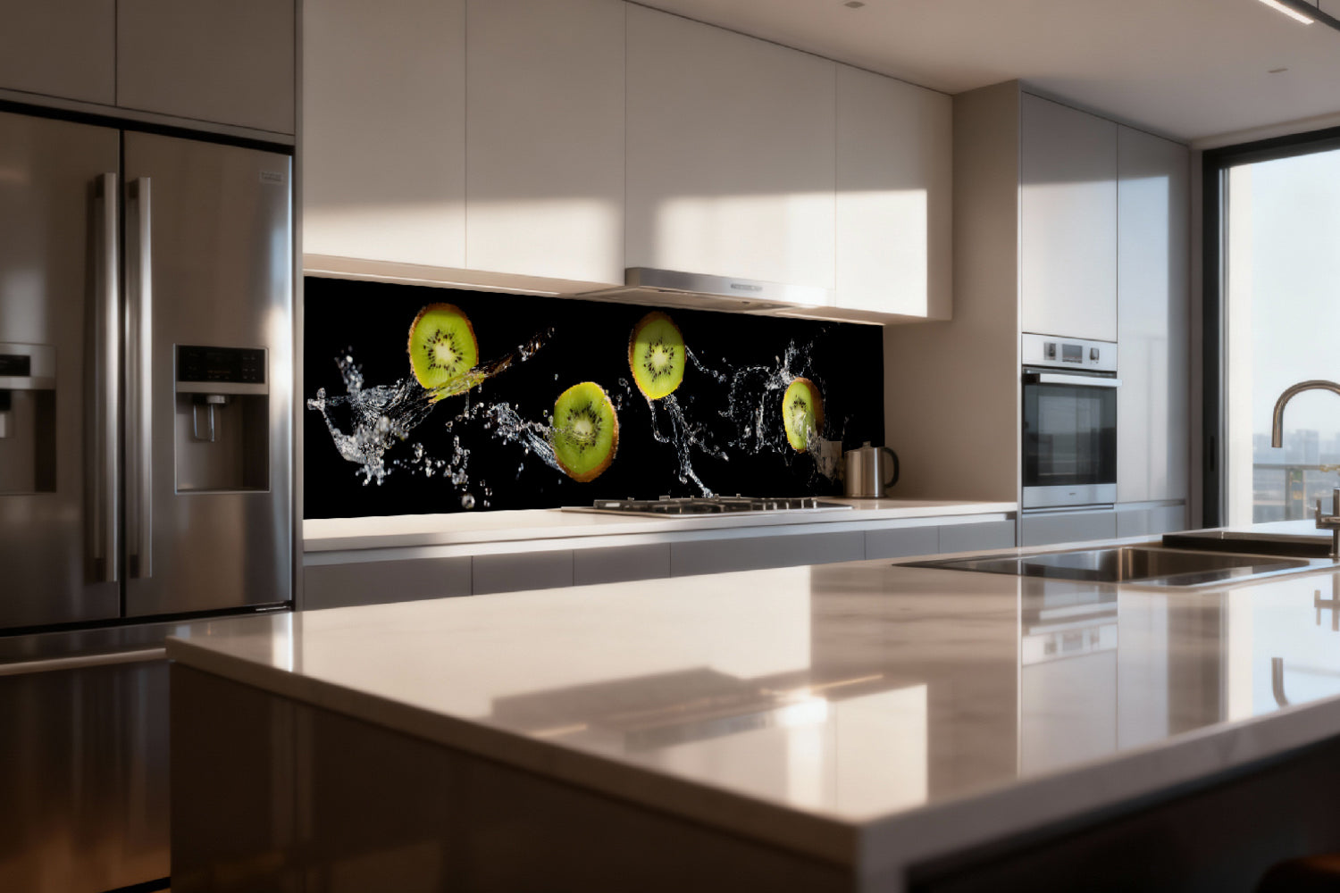 Küchenrückwand Kiwi Spritzwasser Effekt