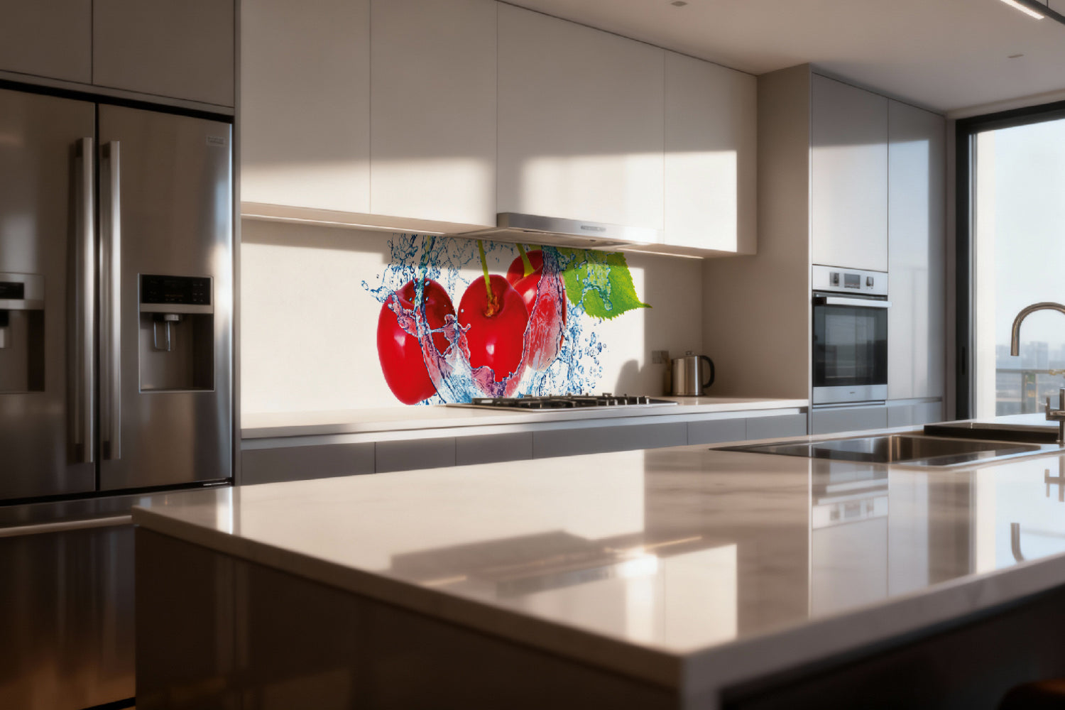 Küchenrückwand Kirschen im Wasser Splash