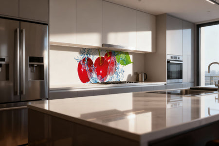 Küchenrückwand Kirschen im Wasser Splash