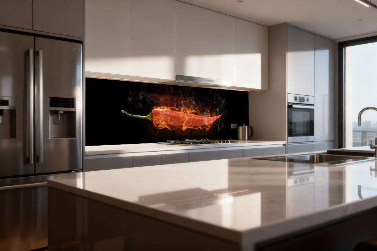 Küchenrückwand Scharfe Chili Flamme