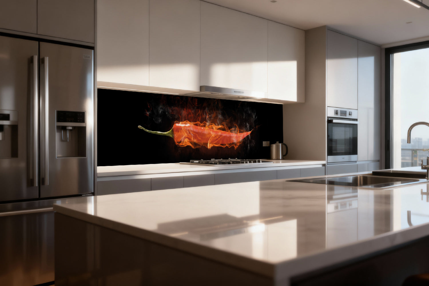Küchenrückwand Scharfe Chili Flamme